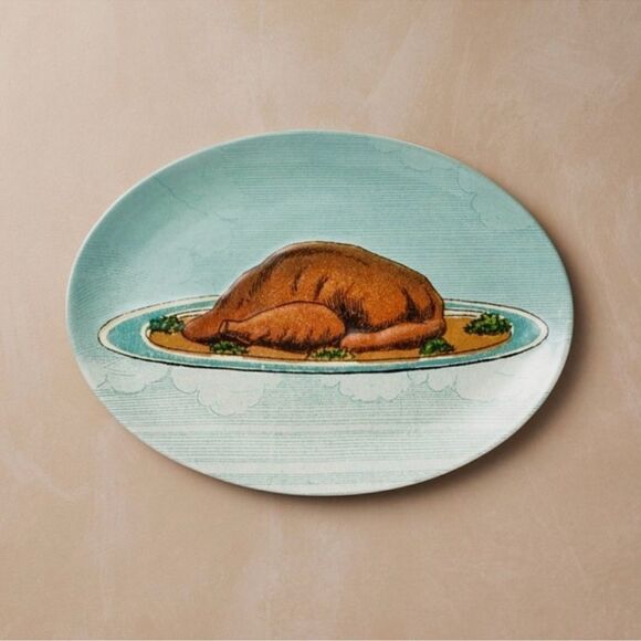 John Derian For Target 10"x15" Oval Stoneware Platter Fall Cooked Turkey Platter - Picture 1 of 3